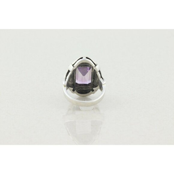 Sterling Silver Amethyst and Marcasite Ring Size 5 3/4 - Picture 7 of 8